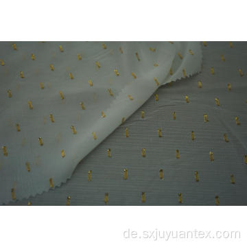 Polyester Gold Lurex Dot Clip Jacquard Chiffon Stoff